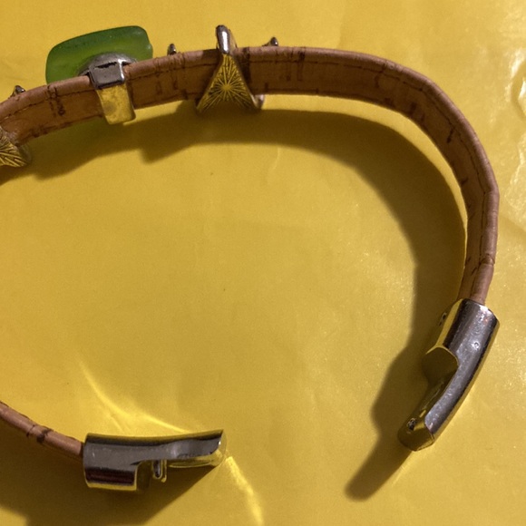 Handmade Cork Bracelet with Sea-Glass, Starfish Charms, magnetic Fasten, Size7 - Picture 6 of 6